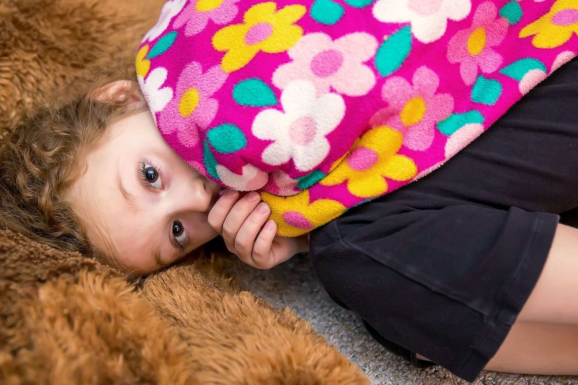 Girl Sucking Thumb With Pink Security Blanket