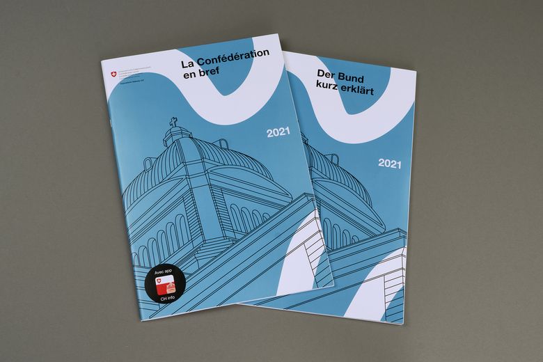 Der Bund kurz erklärt Ein Foto der Broschüre «Der Bund kurz erklärt» in Deutsch und in Französisch