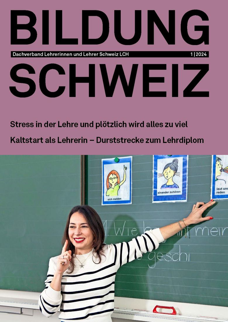 Titelseite der Januarausgabe: Eine Lehrerin zeigt auf die Wandtafel