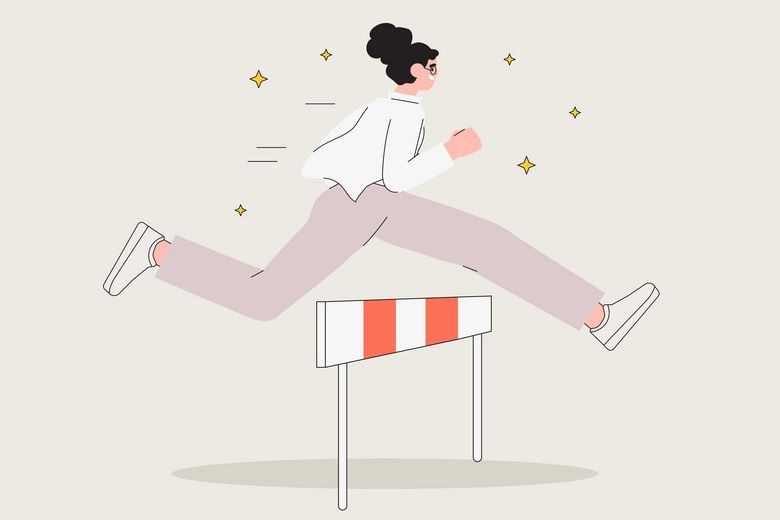 Lehrpersonen können auf vielseitige Beratungsangebote zurückgreifen. Bild: iStock-Oleg Lyfar Cartoon-Frau überspringt Hürde.
