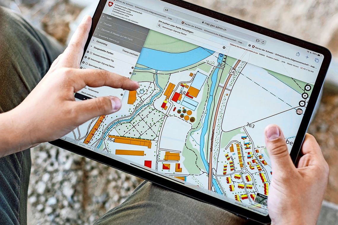 Eine Karte auf einem Tablet.