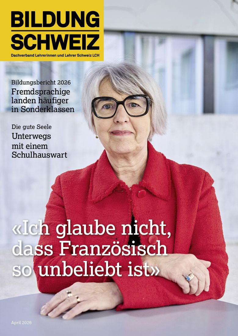 Das Cover der April-Ausgabe von BILDUNG SCHWEIZ zeigt Bundesrätin Elisabeth Baume-Schneider.