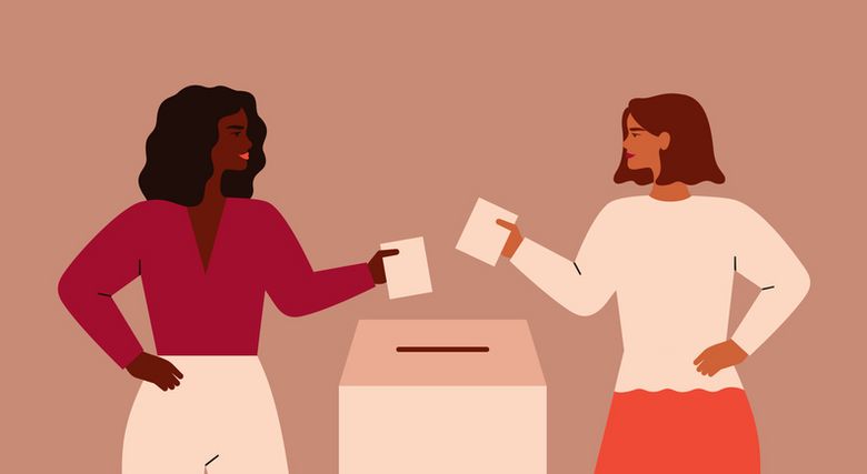 Frauenstimmrecht Zwei Frauen an der Urne