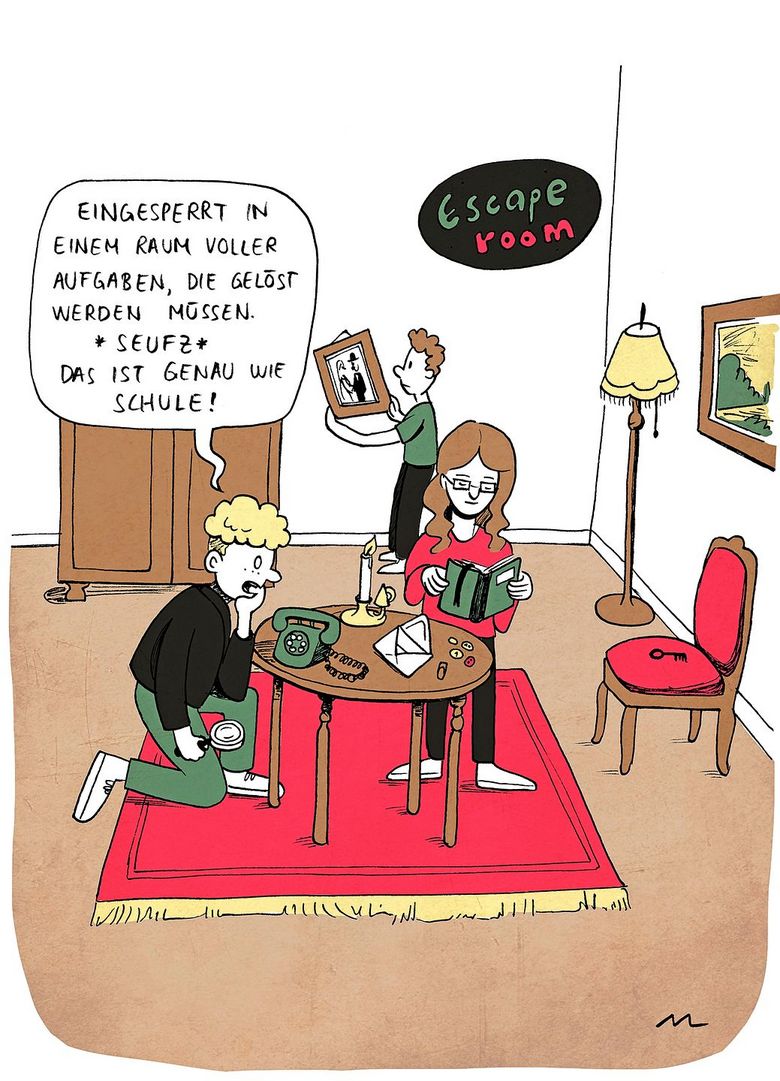 Kinder absolvieren einen Escape Room.