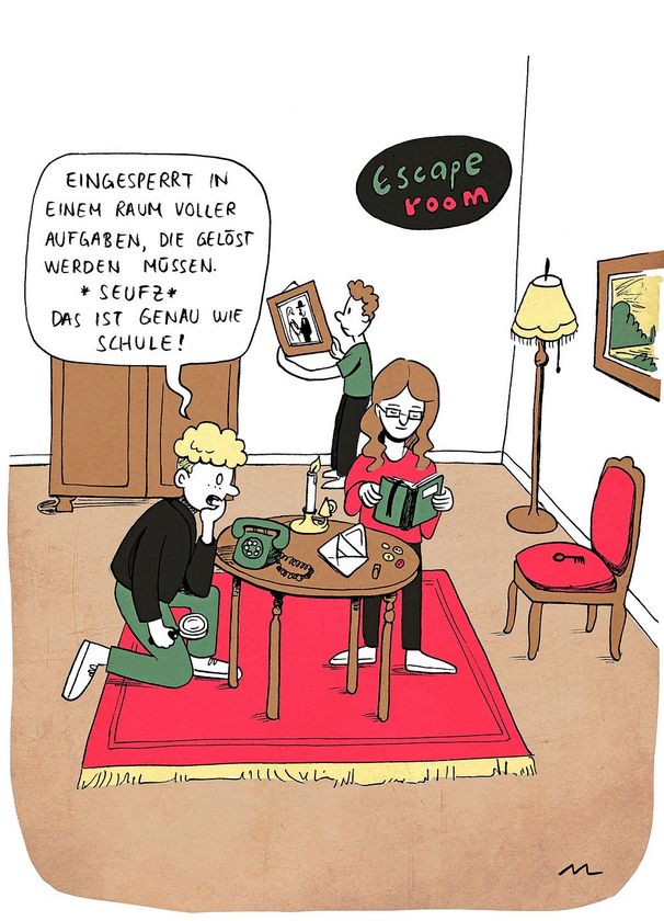 Kinder absolvieren einen Escape Room.