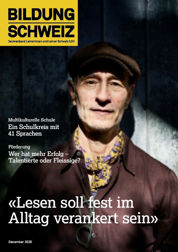 Das Dezember-Cover von BILDUNG SCHWEIZ zeigt Kinderbuchautor Daniele Meocci